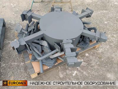 Клиенту из Московской области отгружен активатор, лопатки, стойки, а также комплект брони из износостойкой стали HARDOX 500 (Швеция) для проведения текущего ремонта бетоносмесителя EUROMIX 600.750.
