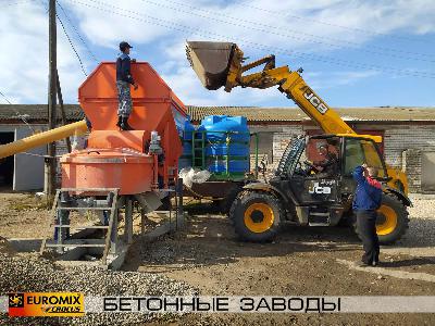 Отчёт с производственной площадки по работе мобильного бетонного завода EUROMIX CROCUS 15/750 в комплекте со станцией растаривания СР-1000 и винтовым конвейером АРМАТА ВК-219.